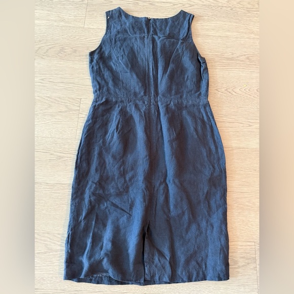 Brooks Brothers Linen  Dress Sleeveless Navy Blue Knee Length Size 10 - Picture 4 of 4
